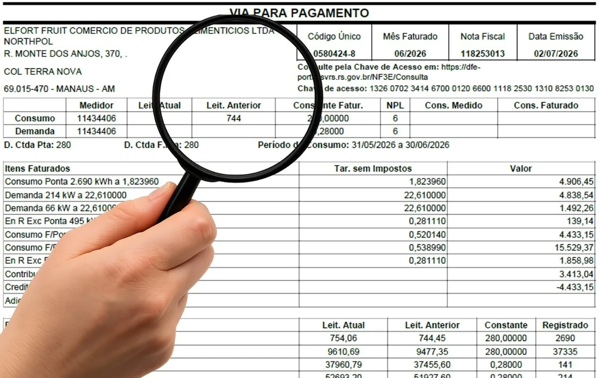Análise detalhada de conta de energia