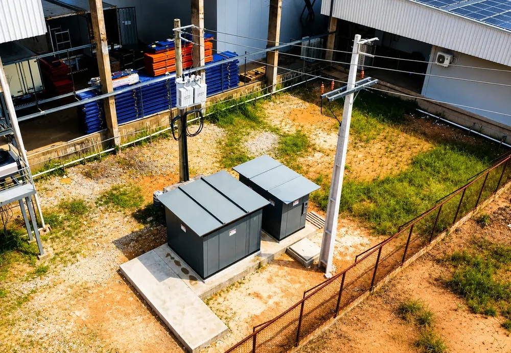 Subestação elétrica montada em campo