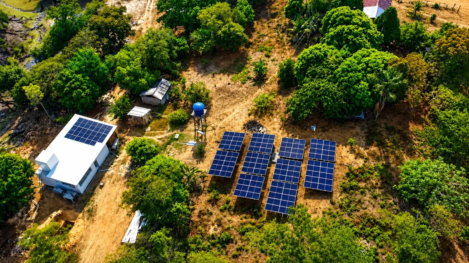Usina solar em fábrica de gelo em área remota