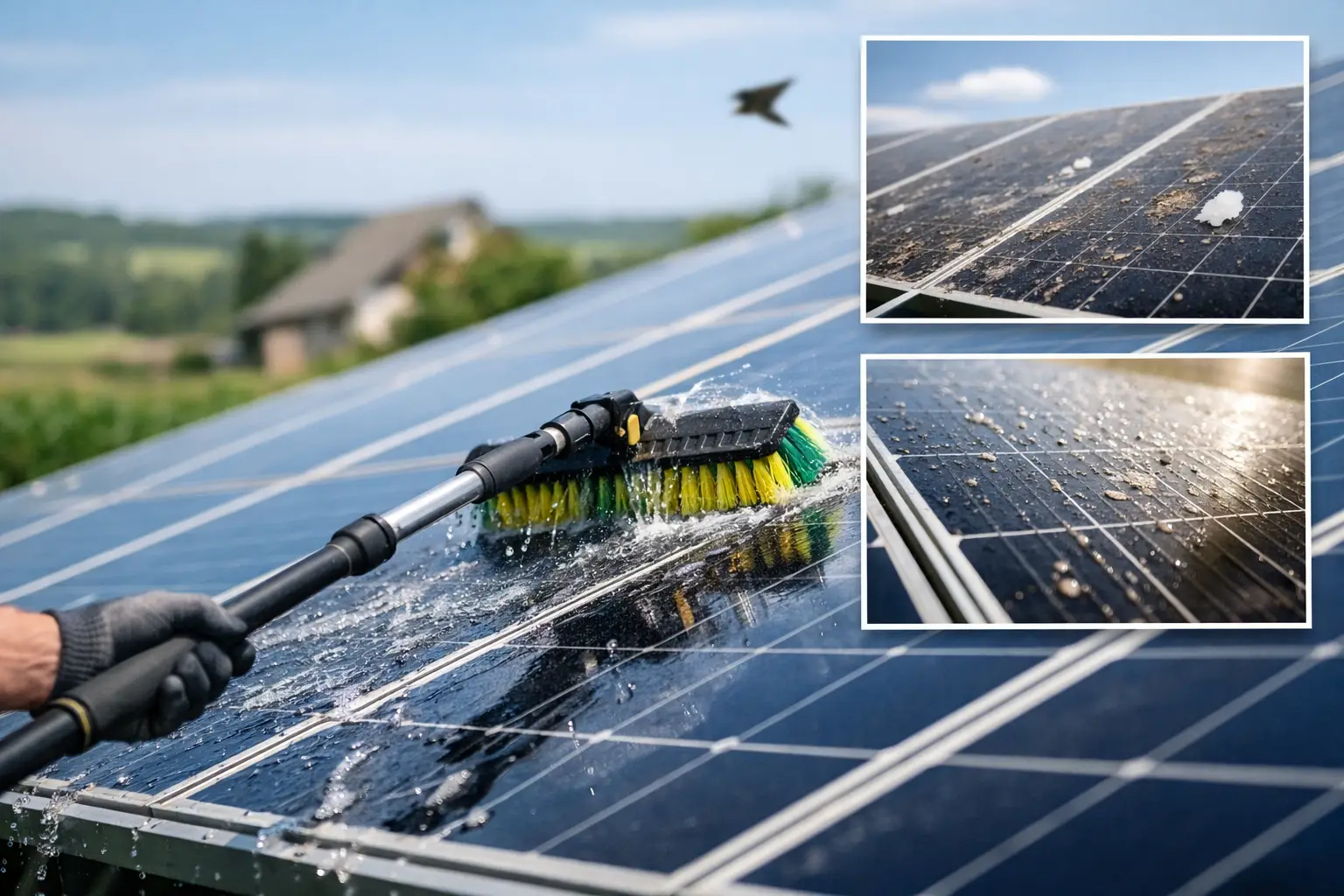 Quando limpar painéis solares? Sinais e frequência